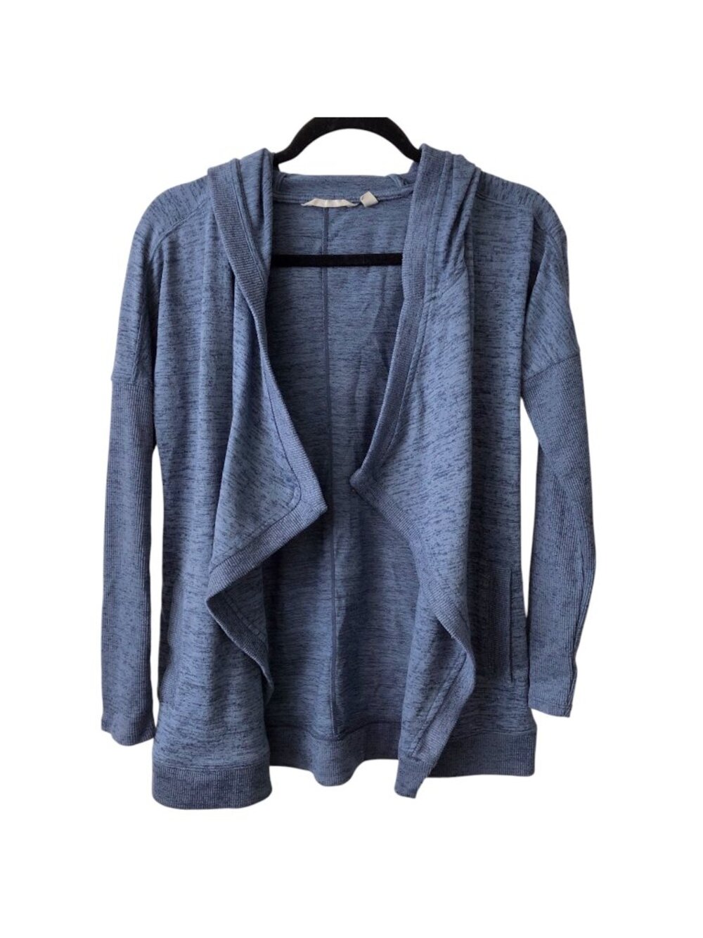 Athleta Blue Open Front Hooded Knit Cardigan XS